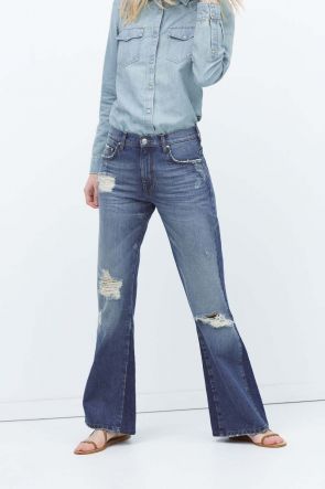 Distressed flared 70s jeans