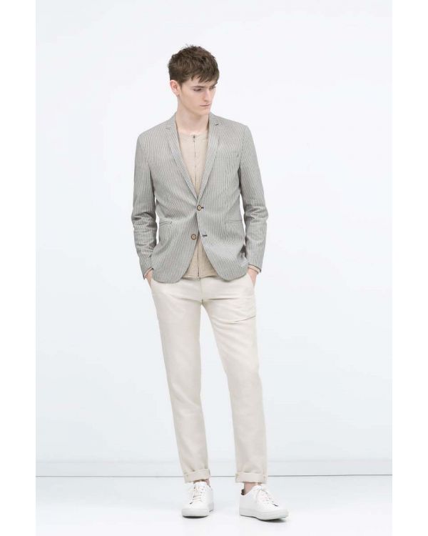 Striped cotton blazer