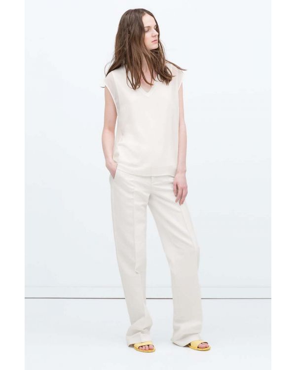Top with ribbed neckline